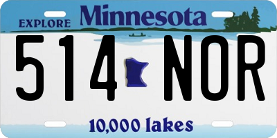 MN license plate 514NOR