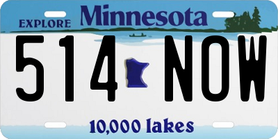 MN license plate 514NOW