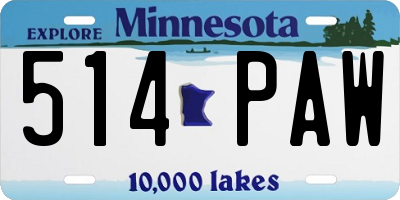 MN license plate 514PAW