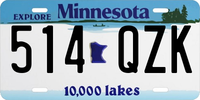 MN license plate 514QZK