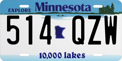 MN license plate 514QZW