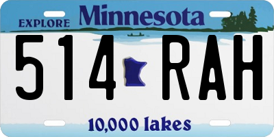 MN license plate 514RAH