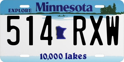 MN license plate 514RXW