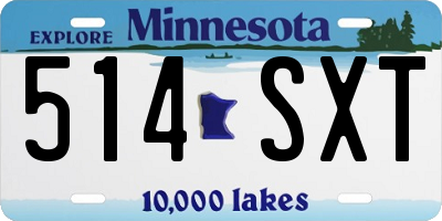 MN license plate 514SXT