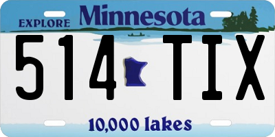 MN license plate 514TIX