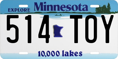 MN license plate 514TOY