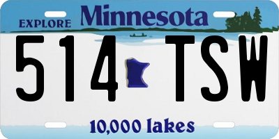 MN license plate 514TSW