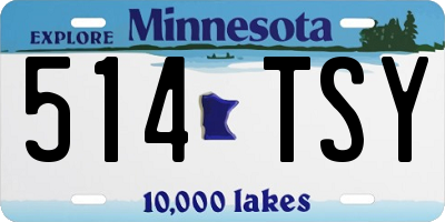MN license plate 514TSY