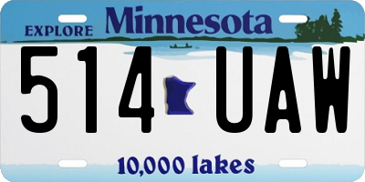 MN license plate 514UAW