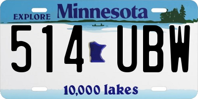 MN license plate 514UBW