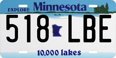 MN license plate 518LBE