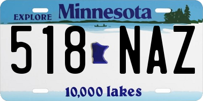 MN license plate 518NAZ