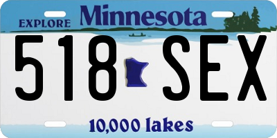 MN license plate 518SEX