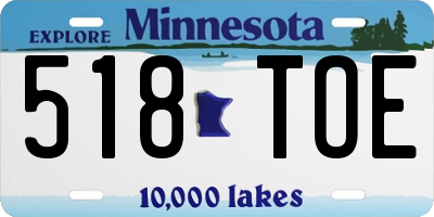 MN license plate 518TOE