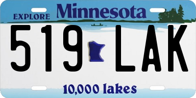 MN license plate 519LAK