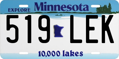 MN license plate 519LEK