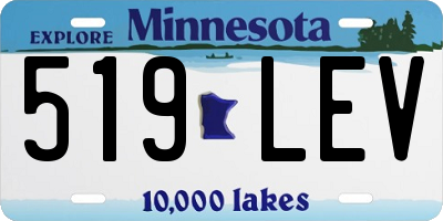 MN license plate 519LEV