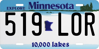 MN license plate 519LOR