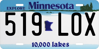 MN license plate 519LOX