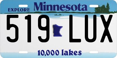 MN license plate 519LUX