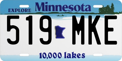 MN license plate 519MKE