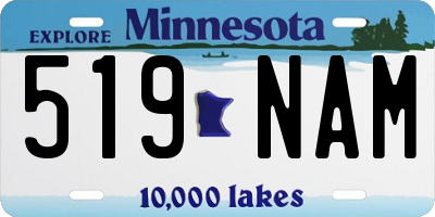 MN license plate 519NAM