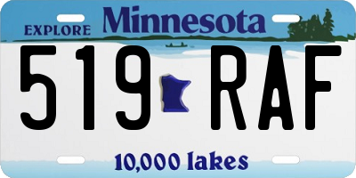MN license plate 519RAF