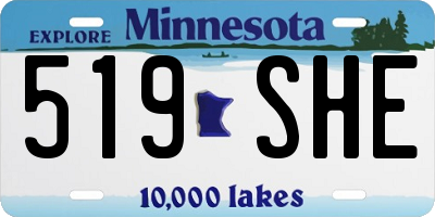 MN license plate 519SHE