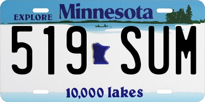 MN license plate 519SUM