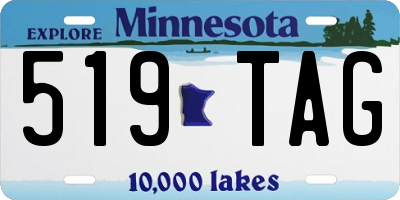 MN license plate 519TAG