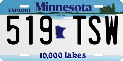 MN license plate 519TSW