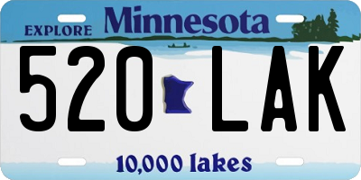 MN license plate 520LAK