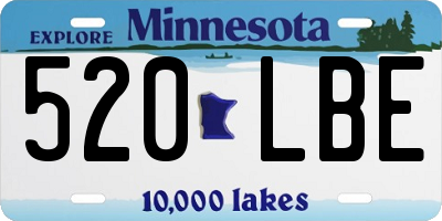 MN license plate 520LBE