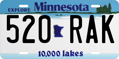 MN license plate 520RAK