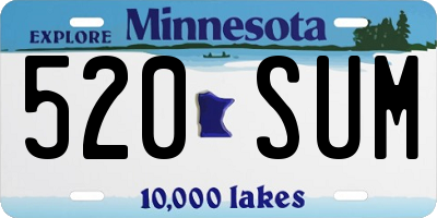 MN license plate 520SUM