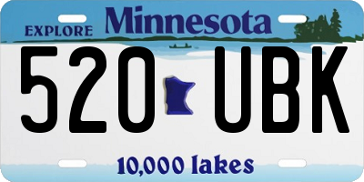 MN license plate 520UBK