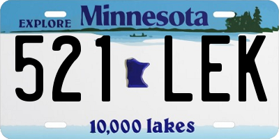 MN license plate 521LEK