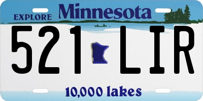 MN license plate 521LIR