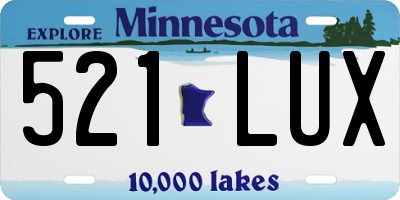 MN license plate 521LUX