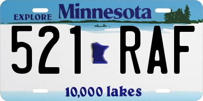MN license plate 521RAF