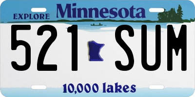 MN license plate 521SUM