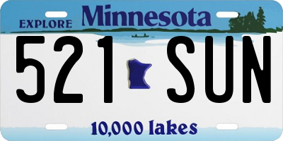 MN license plate 521SUN