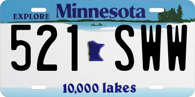 MN license plate 521SWW