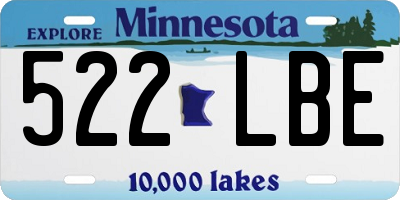 MN license plate 522LBE