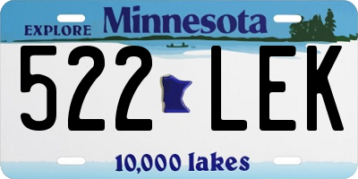 MN license plate 522LEK