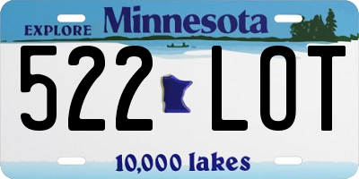 MN license plate 522LOT