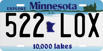 MN license plate 522LOX