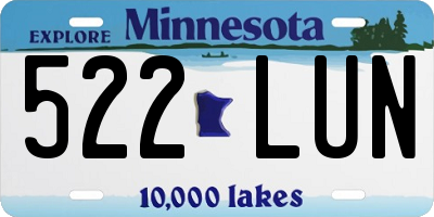 MN license plate 522LUN
