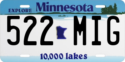 MN license plate 522MIG