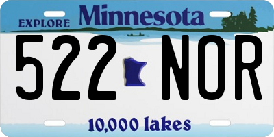MN license plate 522NOR
